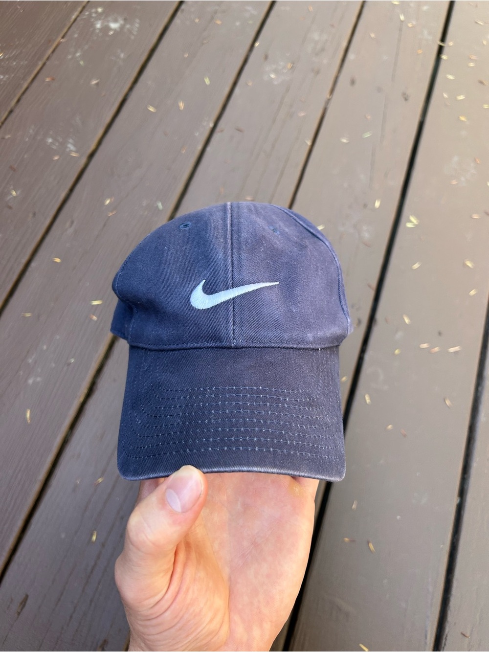 Vintage Y2K Nike Navy center Swoosh Dad Hat with nice distressing and details